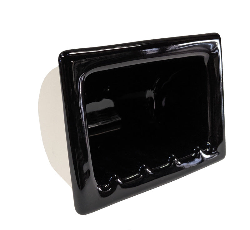 Recessed Soap Dish Porcelain 6 x 4 - Black Glossy