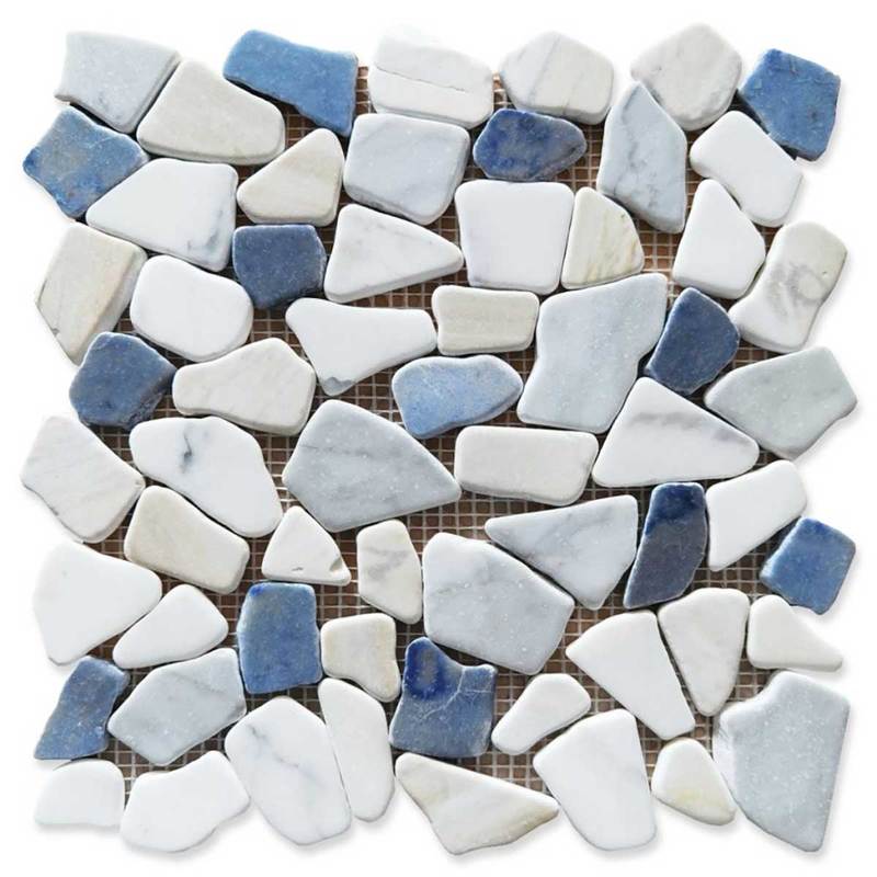Pebble Marble Thassos and Caribe Quartzite - Royal Sapphire