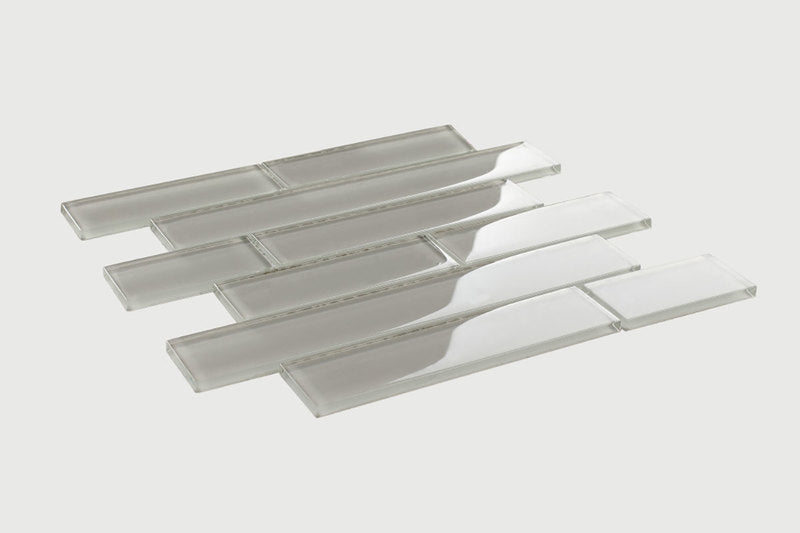 Mosaic Linear Glass Tiles Grey Shining 2 x 6
