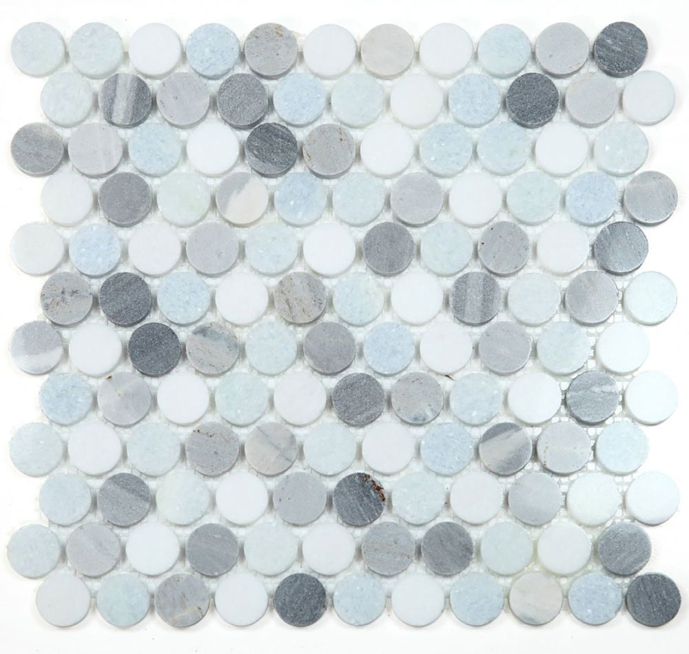 Mosaics Marble Penny Series - Blue Grey White