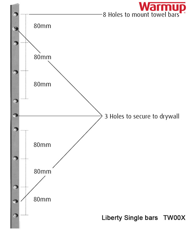 WarmUp Electric Towel Warmers - Liberty Single Bars HTR-002MB