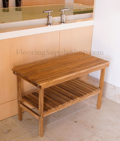 Teak Rectangle Bench with Removable Shelf 22