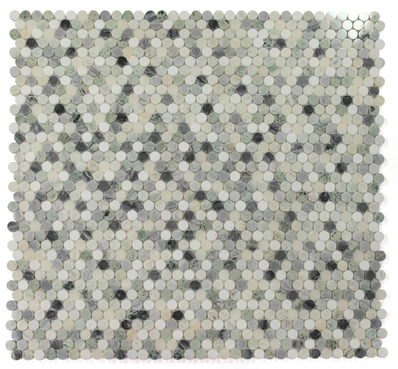 Mosaics Marble Penny Series - Green White Grey Black