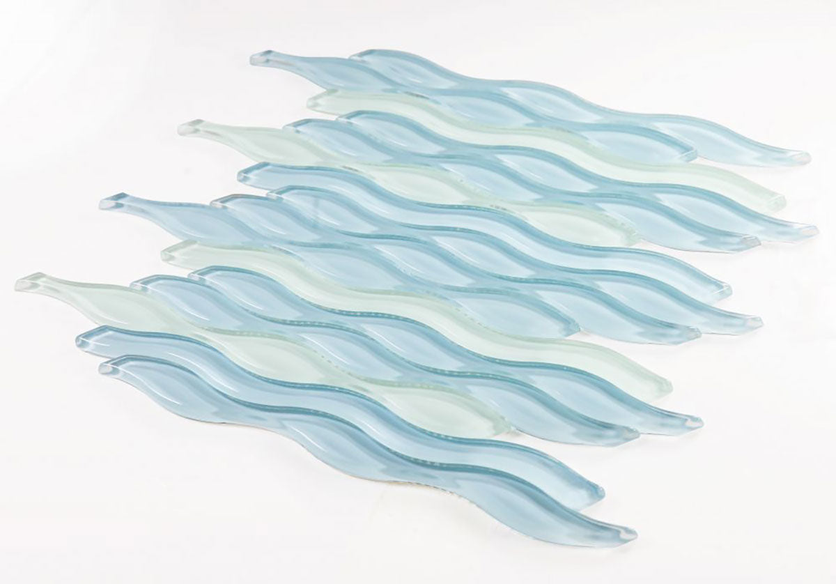 Mosaic Glass Tile Surface Waves - Sapphire