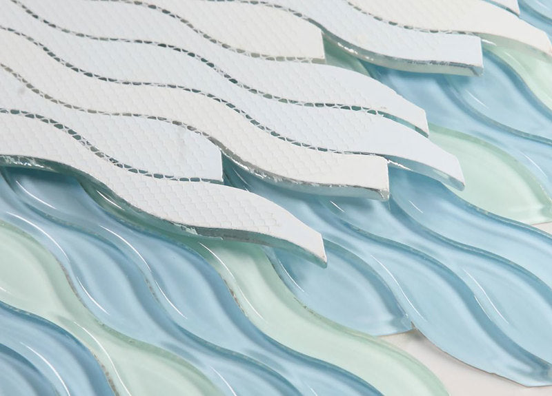 Mosaic Glass Tile Surface Waves - Sapphire