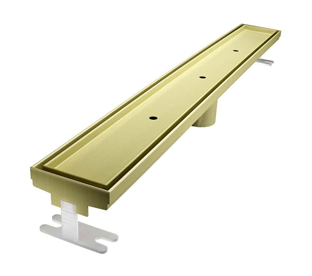 Quartz Linear Shower Drain Tile Insert - Satin Brass