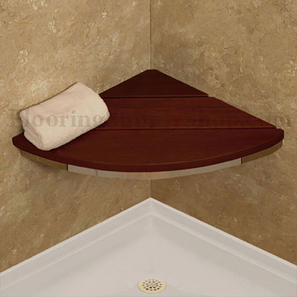 Invisia Bamboo Corner Shower Seat Matte Black