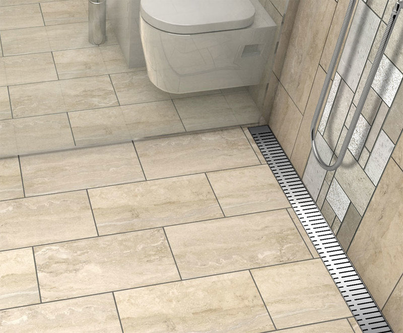 Quartz Linear Shower Drain Piano - Polished Chrome