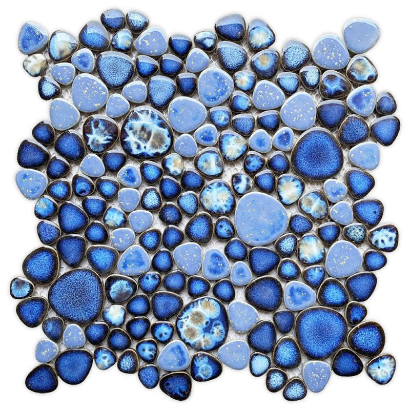 Mosaic Porcelain Tile Mancala Pebble Series - Deep Blue