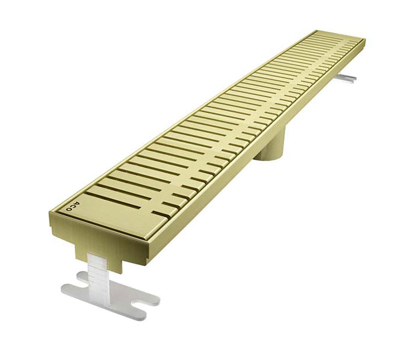 Quartz Linear Shower Drain Piano - Satin Brass