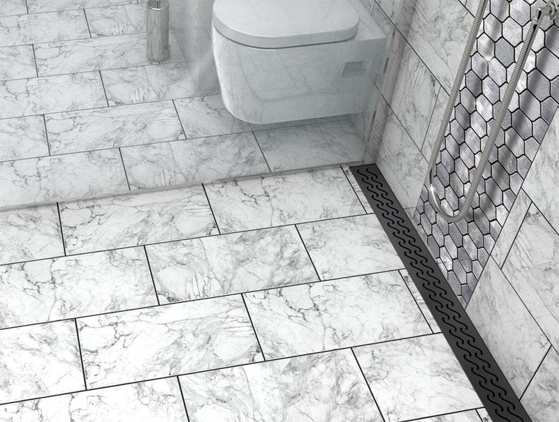 Quartz Linear Shower Drain Matte Black - Hawaii 40