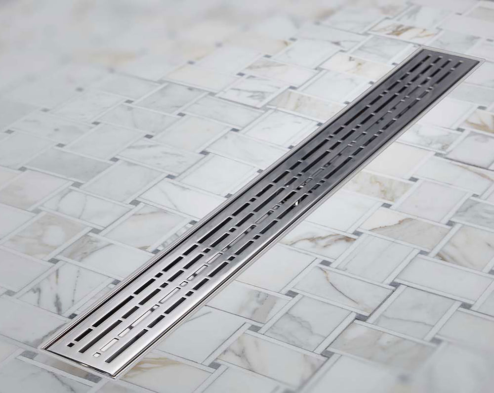Quartz Linear Shower Drain Brushed Stainless - Mix 48