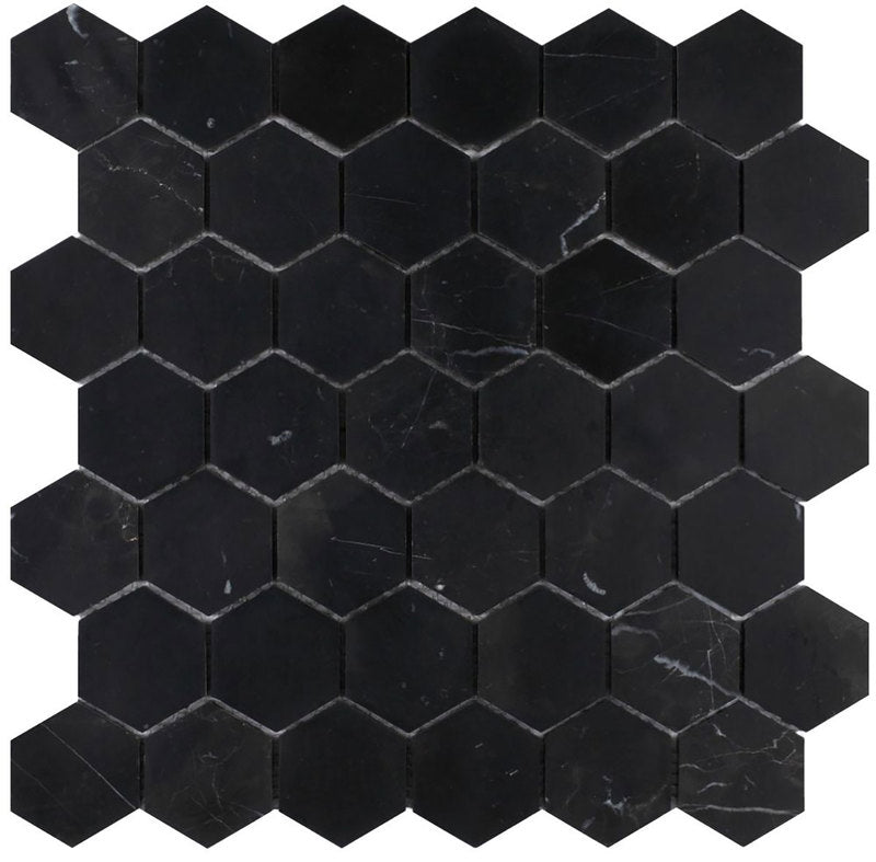 Mosaics Marble Marquinia Hexagon - Black