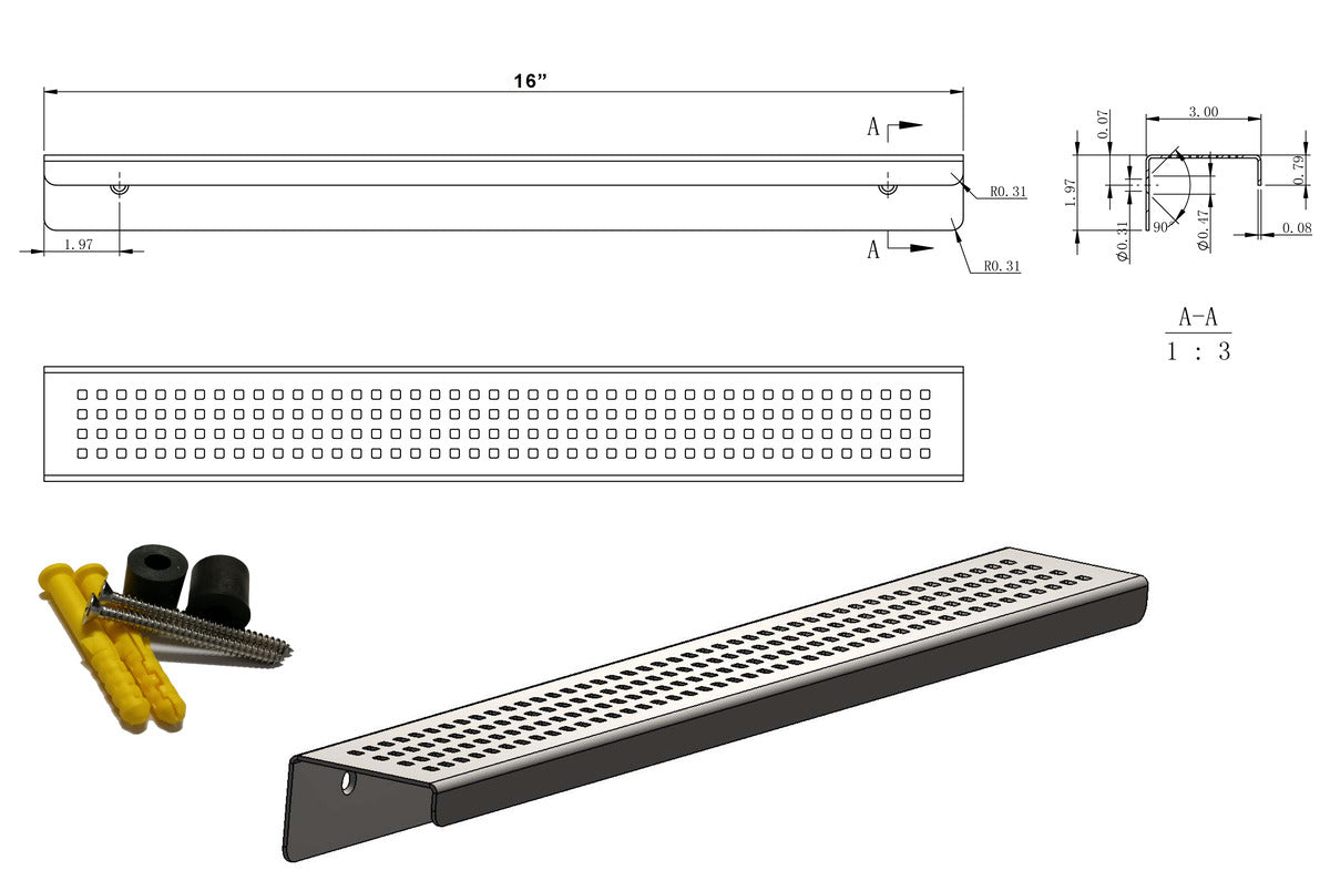 SereneDrains Shower Shelf Stainless Steel - Traditional Square - ORB
