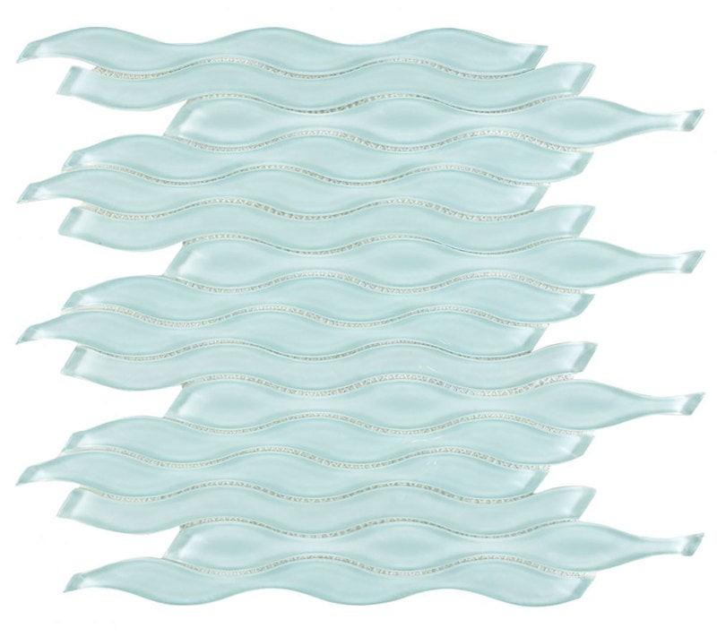 Mosaic Glass Tile Surface Waves - Light Green