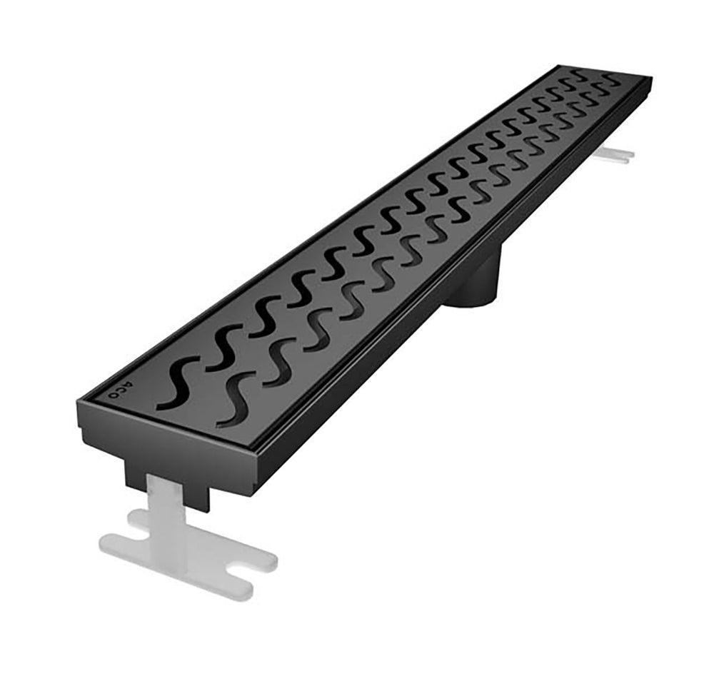 Quartz Linear Shower Drain Matte Black - Hawaii 32