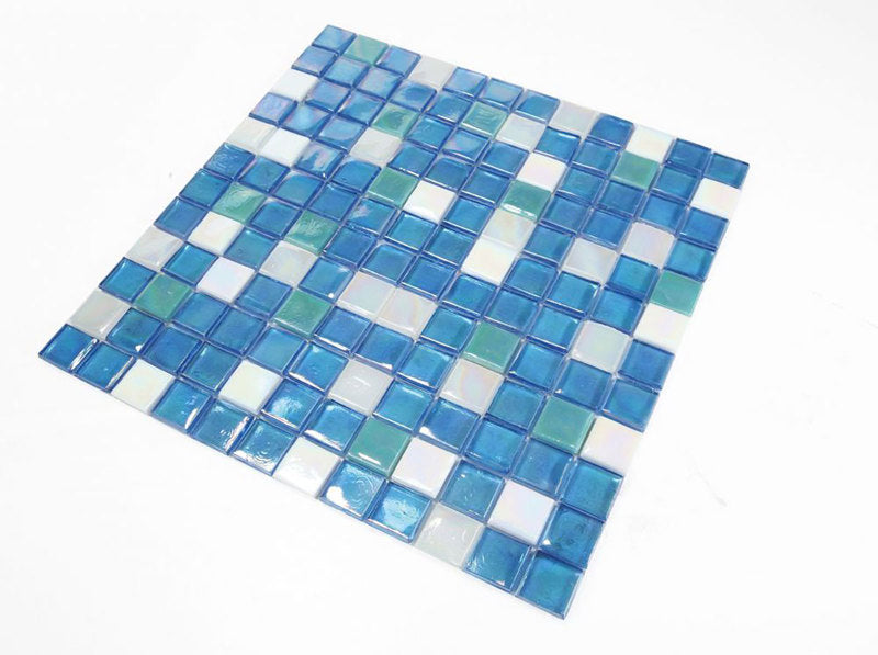 Mosaic Glass Tile Squares - Sky Blue