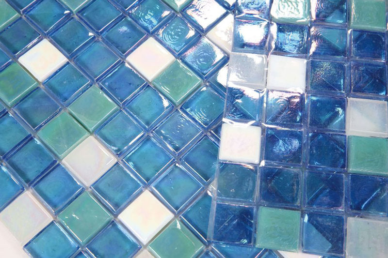 Mosaic Glass Tile Squares - Sky Blue