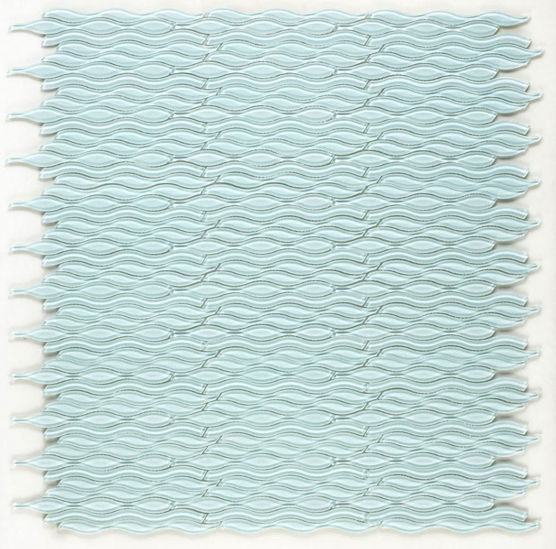 Mosaic Glass Tile Surface Waves - Light Green