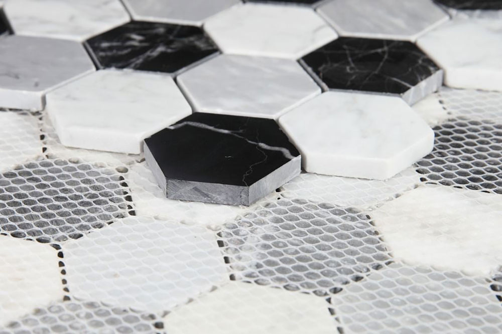 Mosaics Marble Calacatta and Marquinia Hexagon - Checker