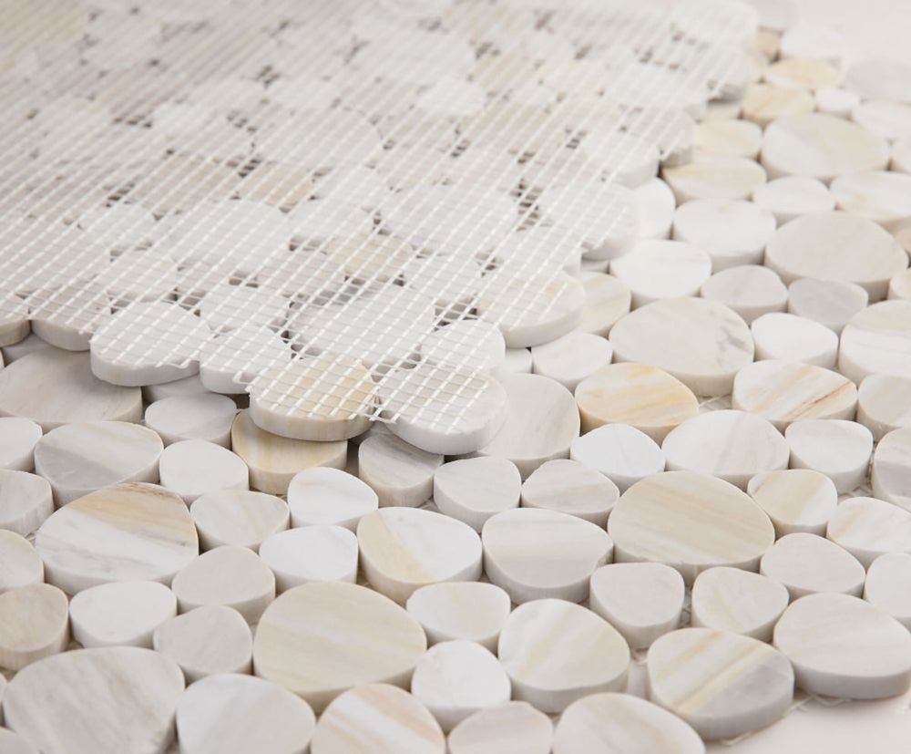 Marble Pebbles Mosaics Heart Shape - Wood