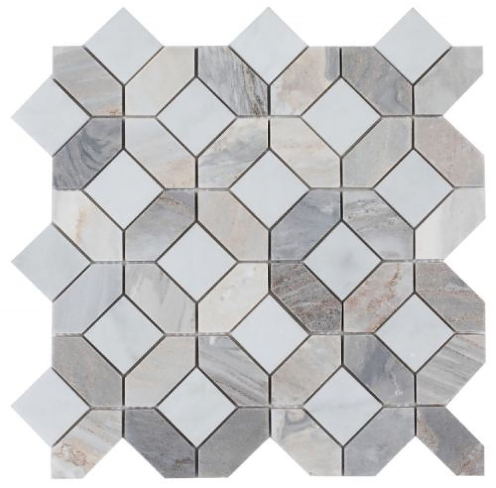 Mosaics Carrara Marble Hexagon Pattern - Earth