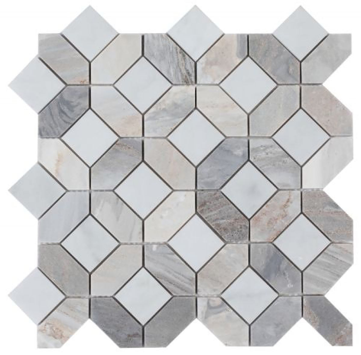 Mosaics Carrara Marble Hexagon Pattern - Earth