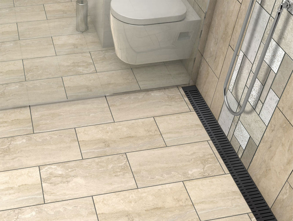 Quartz Linear Shower Drain Matte Black - Piano 60