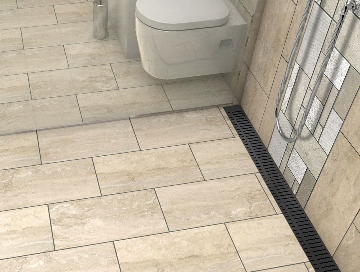 Quartz Linear Shower Drain Matte Black - Piano 60