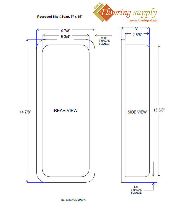 Recessed Shampoo Soap Porcelain Narrow Sterling Silver Glossy