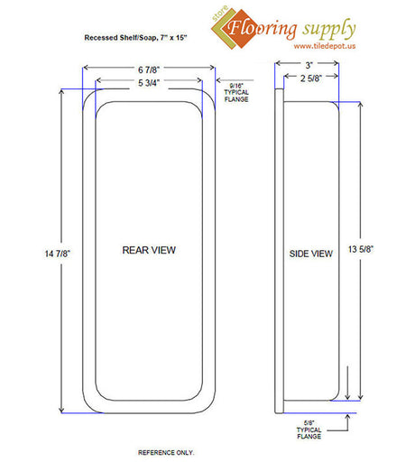Recessed Shampoo Soap Porcelain Narrow Sterling Silver Glossy