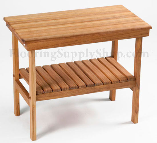 Teak Rectangle Bench with Removable Shelf 28
