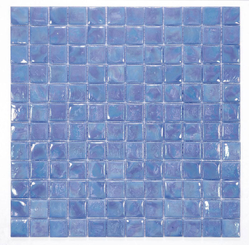 Mosaic Glass Tile Squares - Pearl Blue