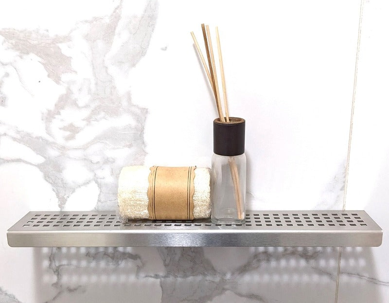 SereneDrains Shower Shelf Stainless Steel - Traditional Square - Brushed
