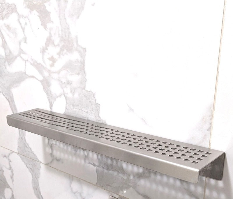 SereneDrains Shower Shelf Stainless Steel - Traditional Square - Brushed