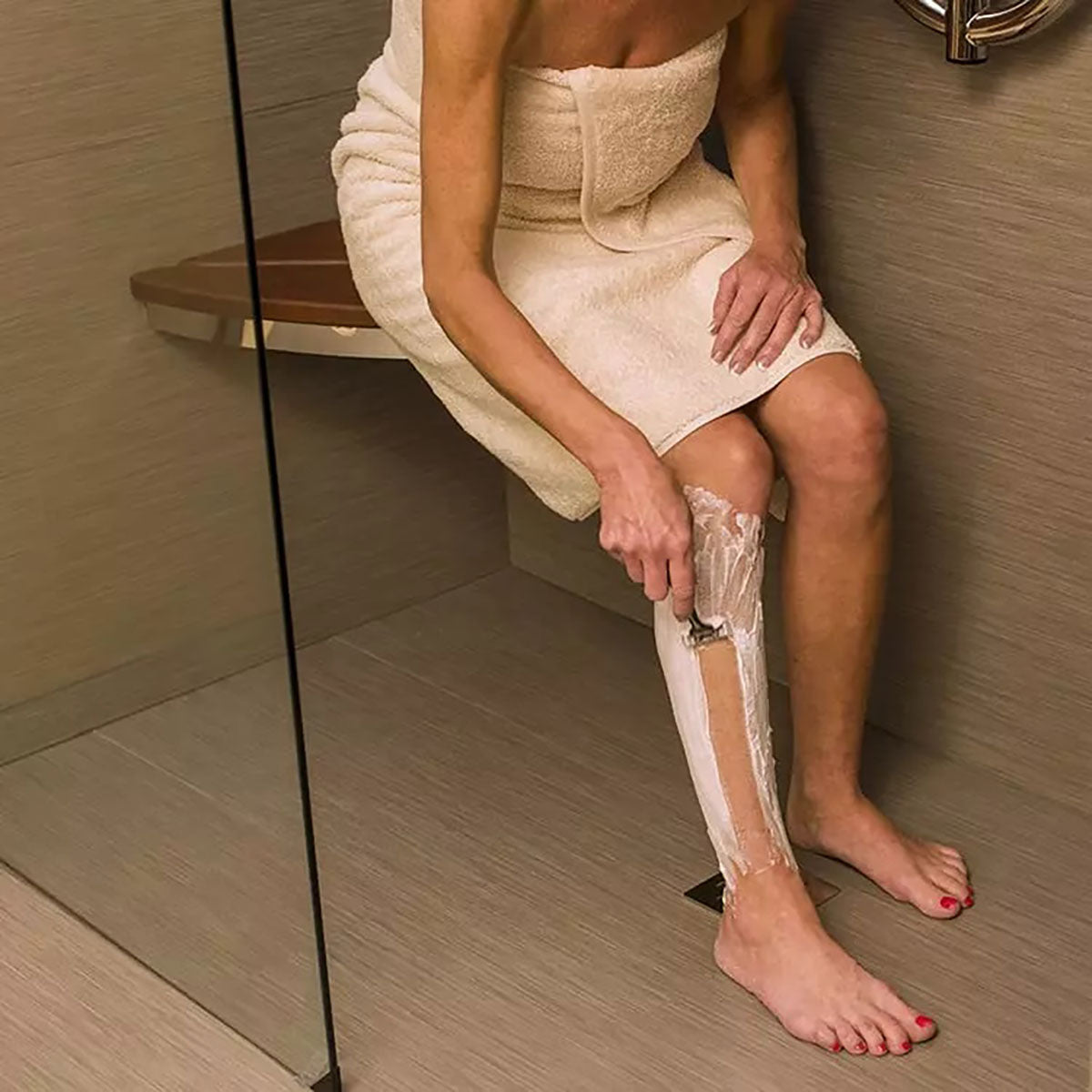 Invisia Bamboo Corner Shower Seat Polished Chrome