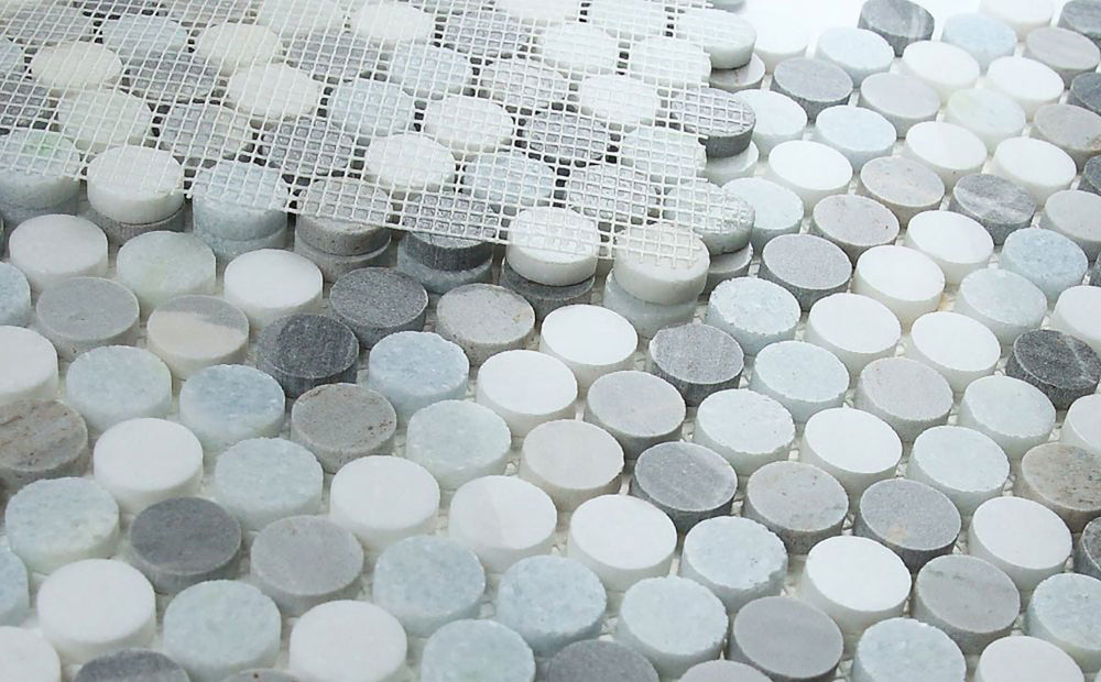 Mosaics Marble Penny Series - Blue Grey White