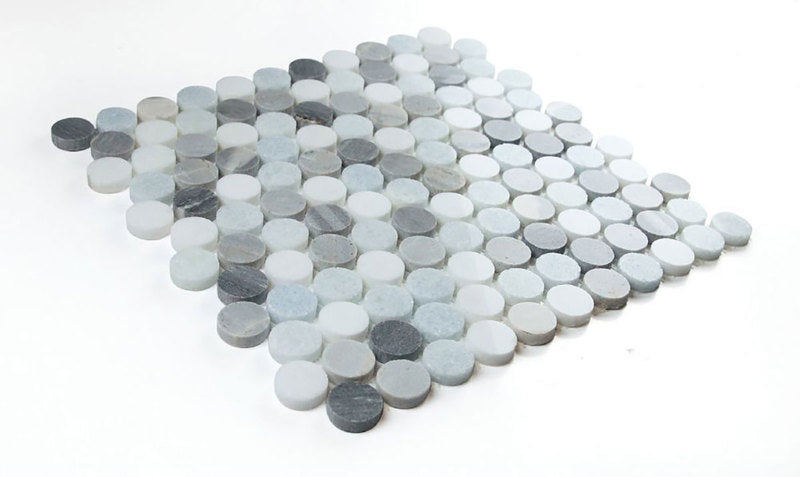 Mosaics Marble Penny Series - Blue Grey White