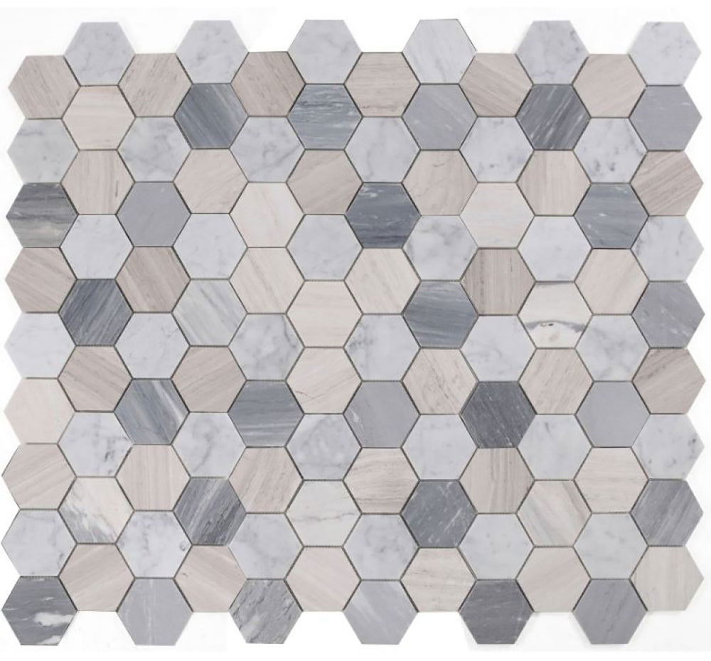 Mosaics Marble Carrara Hexagon 4x4 - Blue