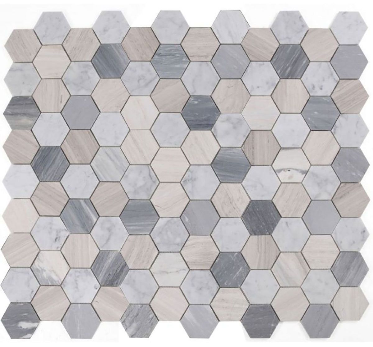 Mosaics Marble Carrara Hexagon 4x4 - Blue