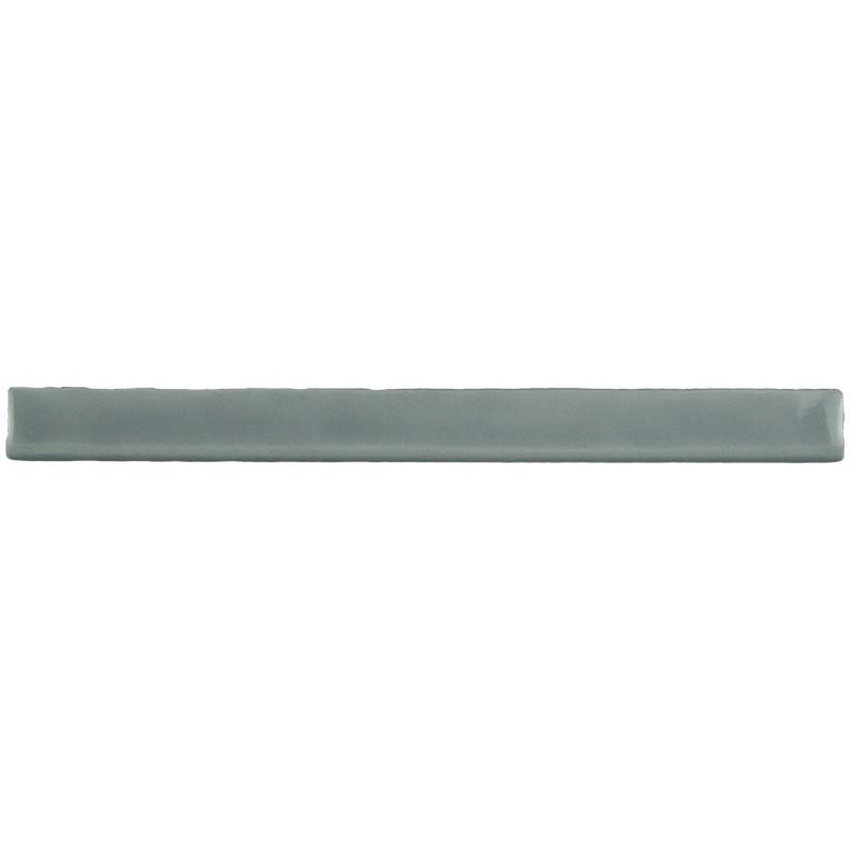 Glossy grey ceramic bullnose trim tile with handcrafted Spanish artisan detailing