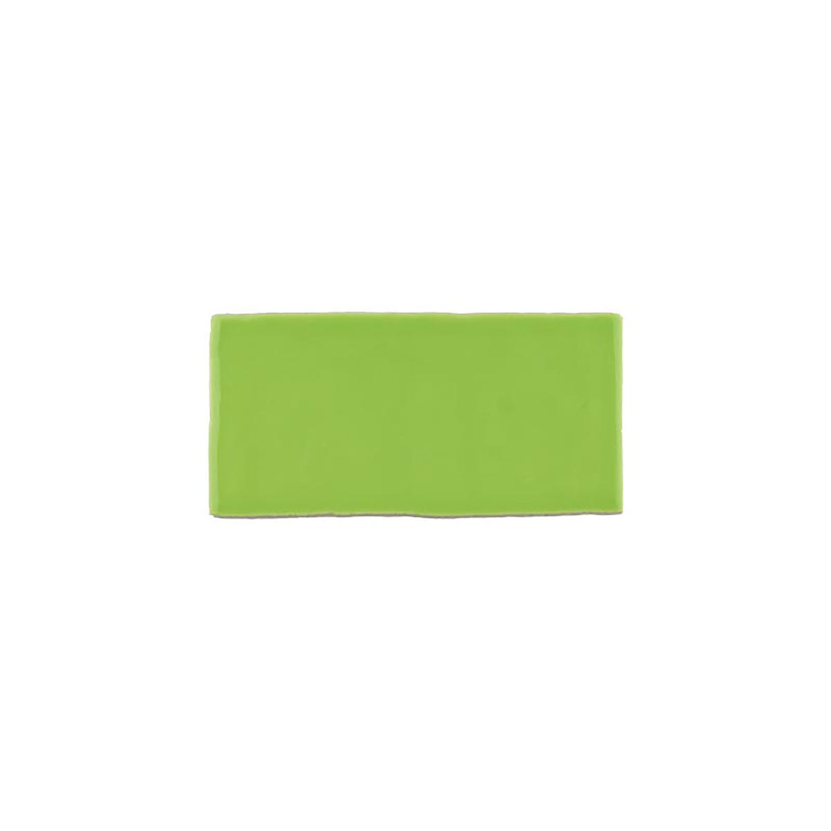 Glossy happy green ceramic subway tile with handcrafted Spanish artisan texture