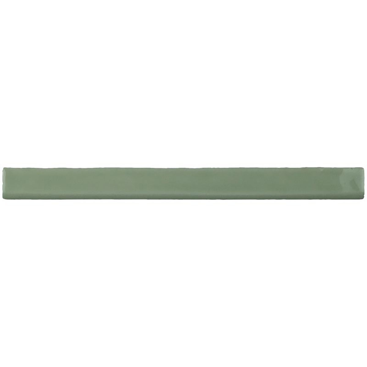 Glossy pistachio ceramic bullnose trim tile with handcrafted Spanish artisan detailing