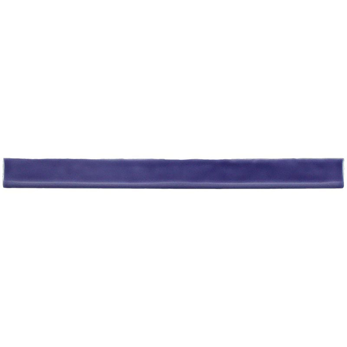 Glossy purple ceramic bullnose trim tile with handcrafted Spanish artisan detailing