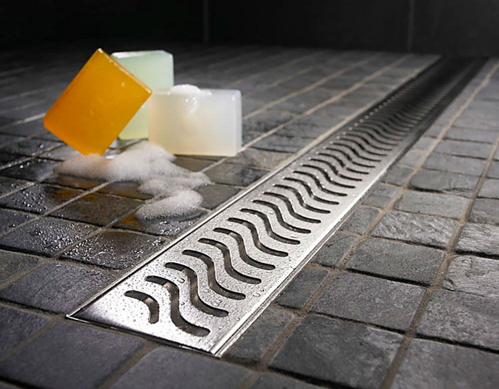 Quartz Linear Shower Drain Brushed Stainless - Flag 55