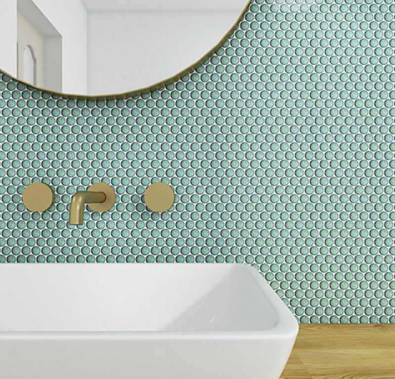 Porcelain Mosaic Tile Penny Rounds - Mint Rose