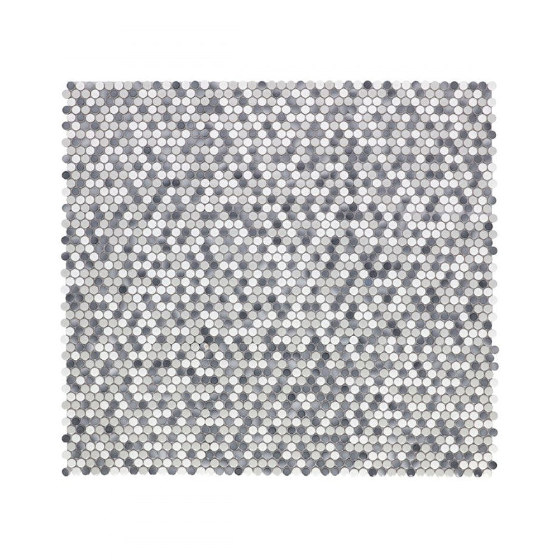 Mosaic Handmade Porcelain Penny Round - Mix Grey Glossy