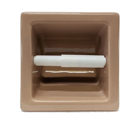 Porcelain Recessed Tissue Holder Mexican Sand Glossy