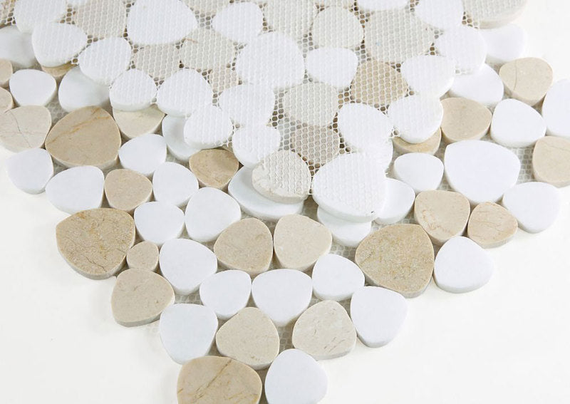 Marble Pebbles Mosaics Heart Shape - Cappuccino