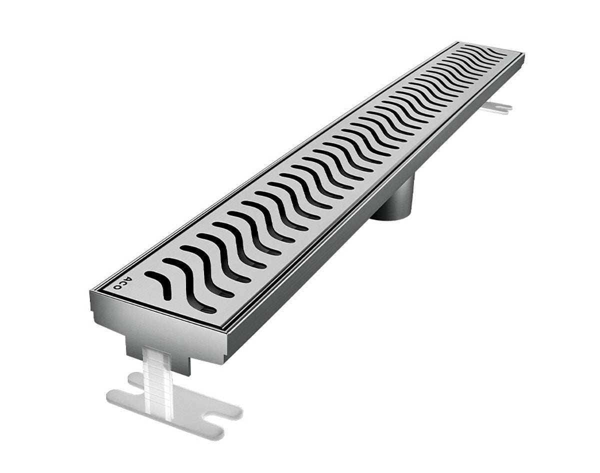 Quartz Linear Shower Drain Brushed Stainless - Flag 60